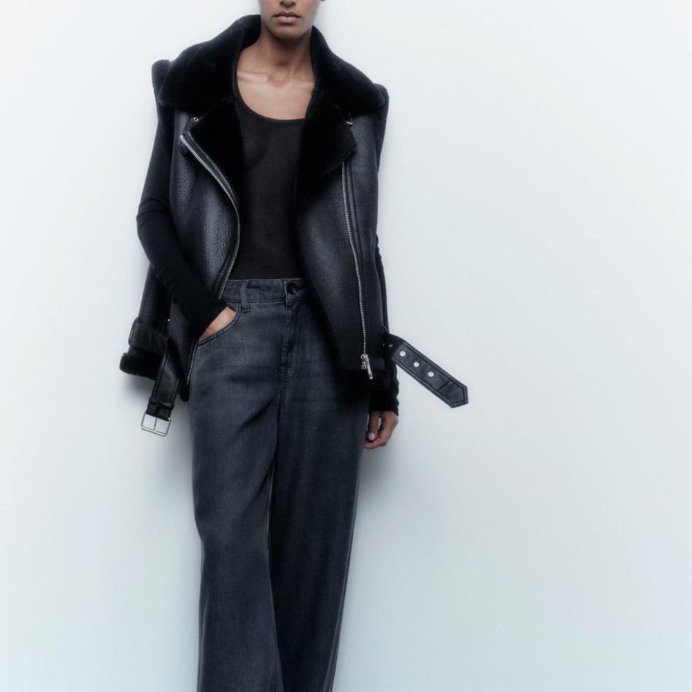 Zara Black Faux Leather Vest with Belted Detail